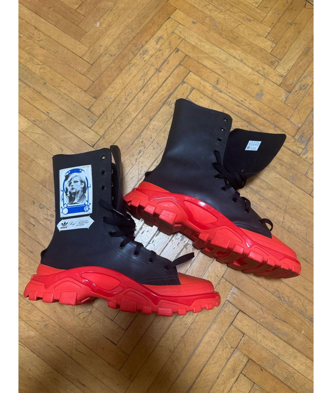 ADIDAS X RAF SIMONS Красные кожаные высокие ботинки, фото 5