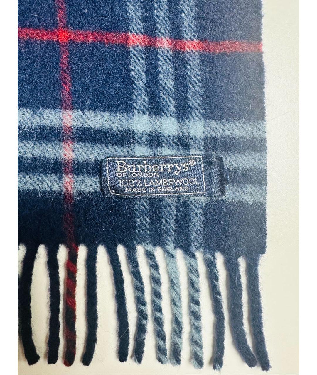 BURBERRY Темно-синий шерстяной шарф, фото 3