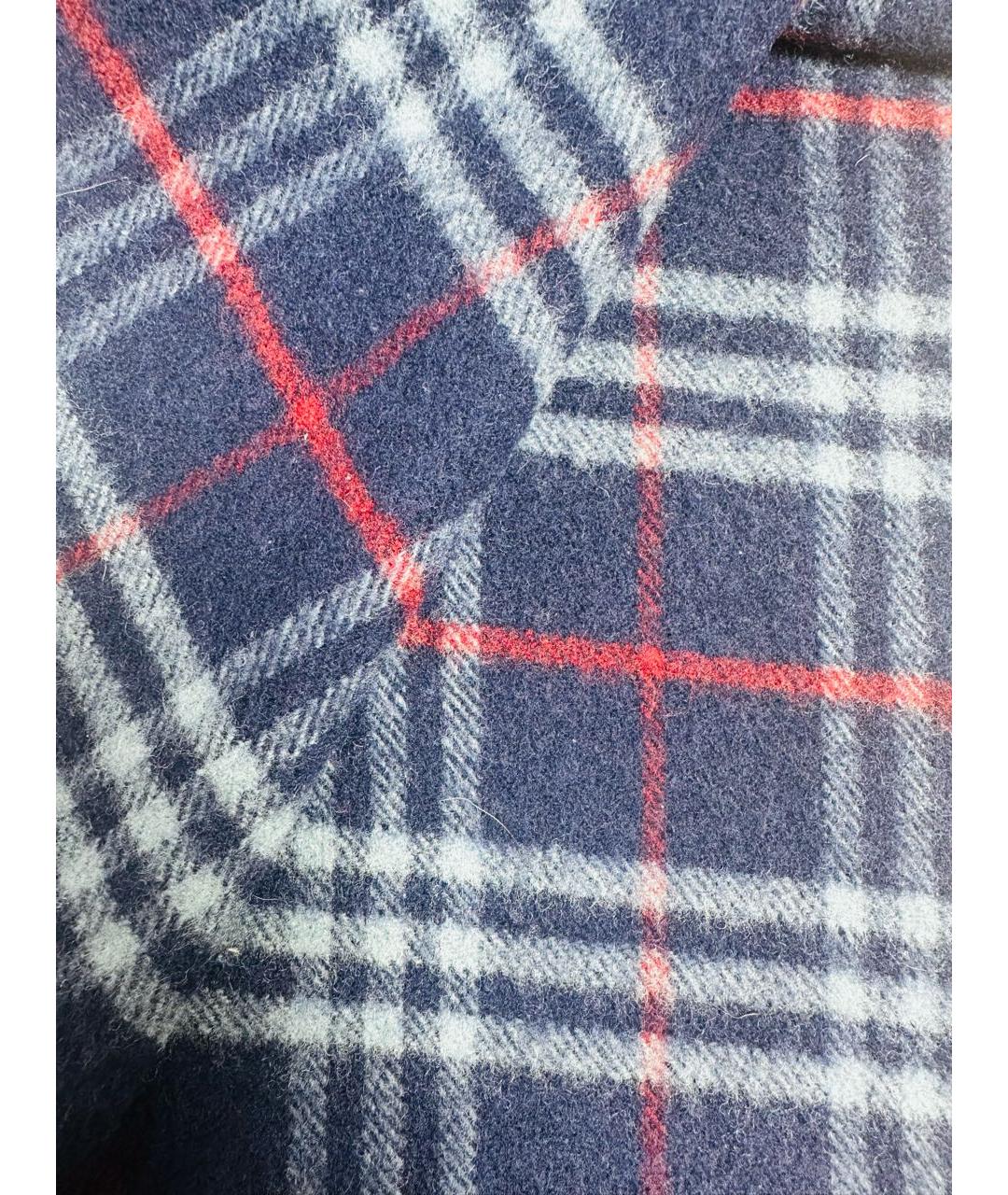 BURBERRY Темно-синий шерстяной шарф, фото 2