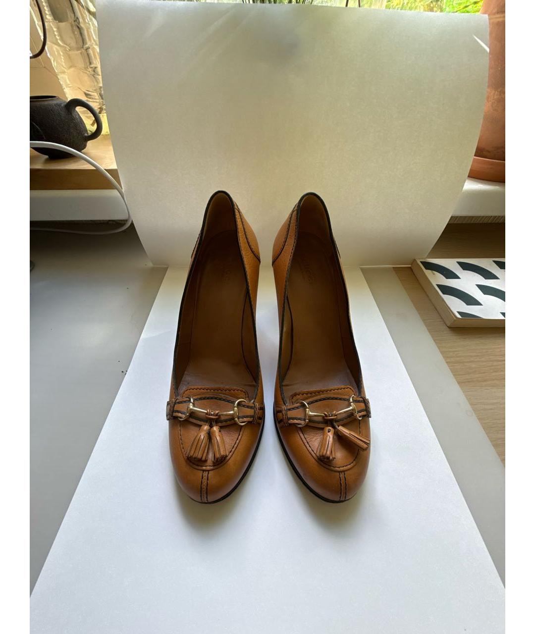 GUCCI Коричневые кожаные туфли, фото 2