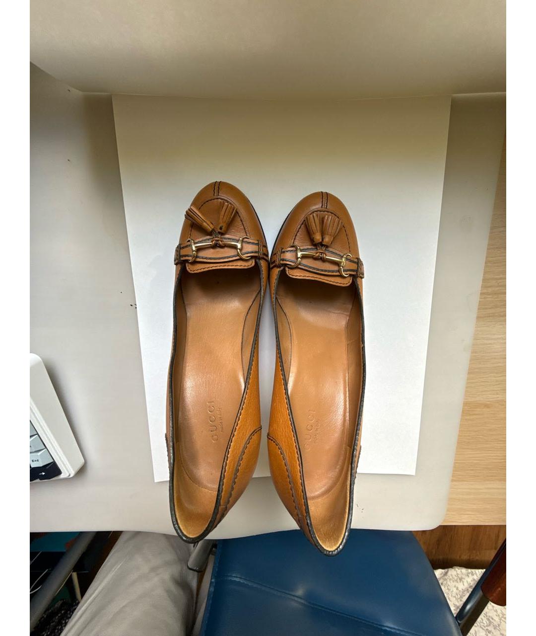 GUCCI Коричневые кожаные туфли, фото 3