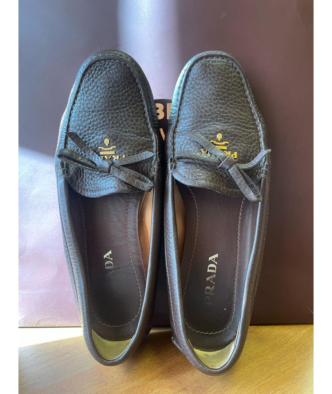 PRADA Коричневые кожаные мокасины, фото 3