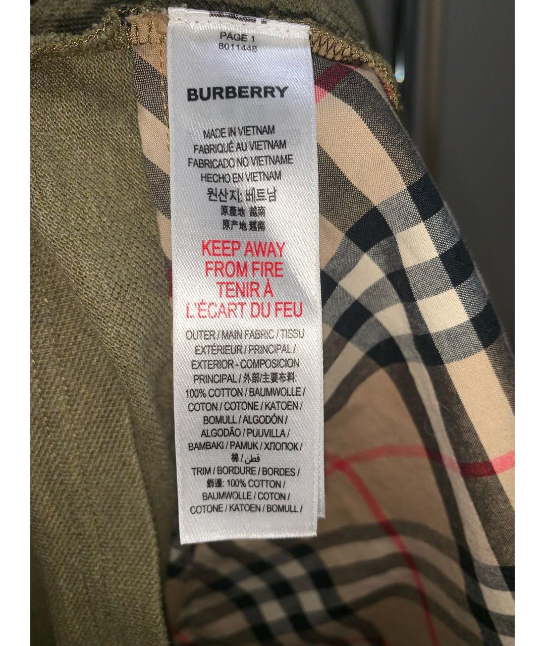 BURBERRY Хаки хлопковая детская футболка, фото 5