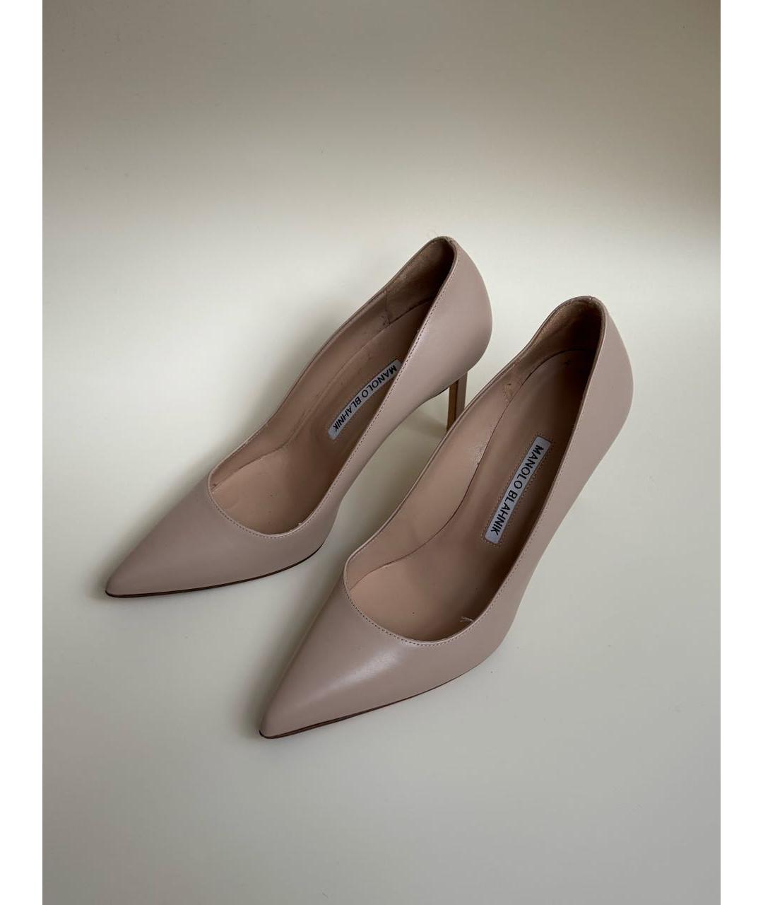 MANOLO BLAHNIK Бежевые кожаные туфли, фото 2
