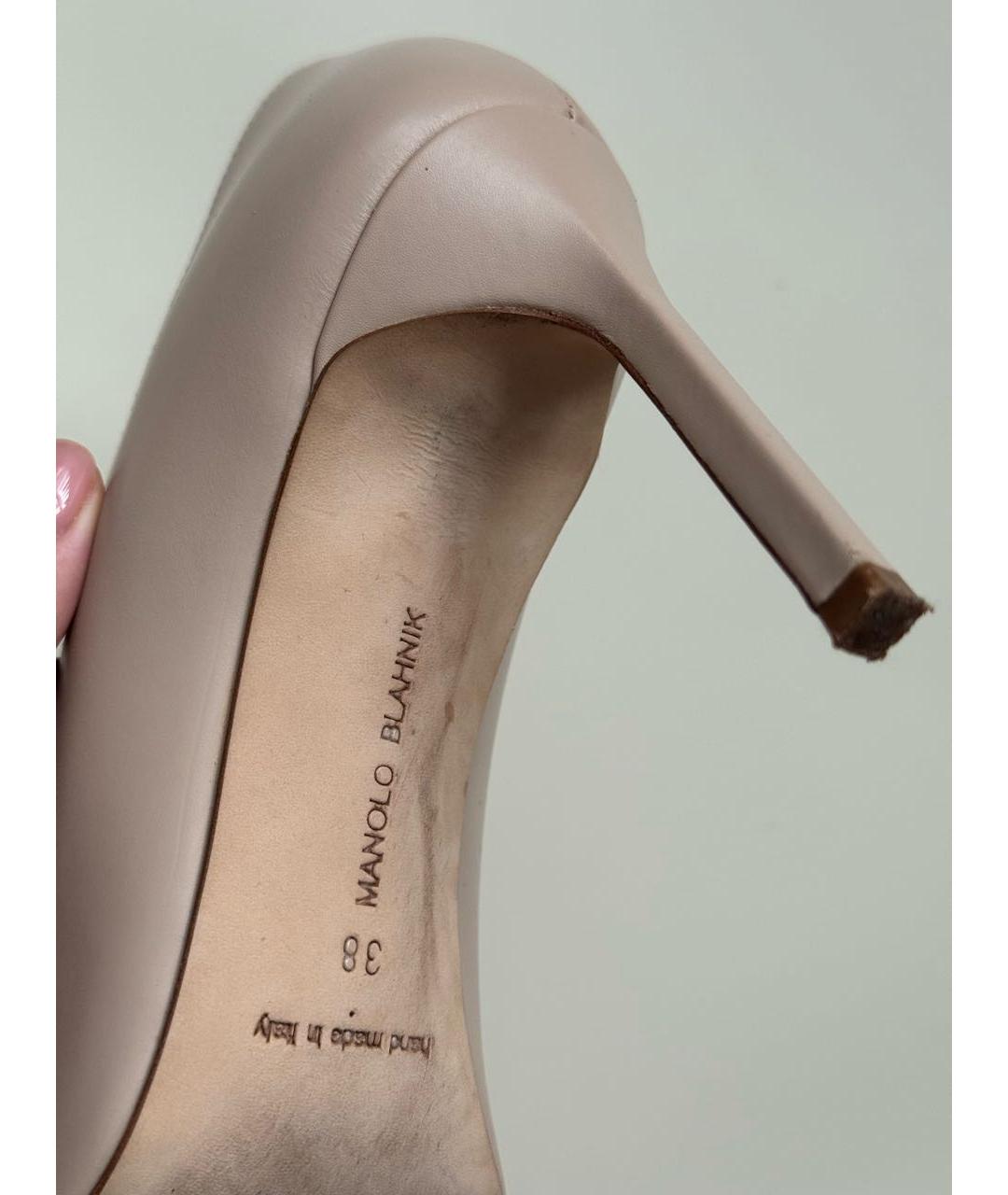 MANOLO BLAHNIK Бежевые кожаные туфли, фото 8