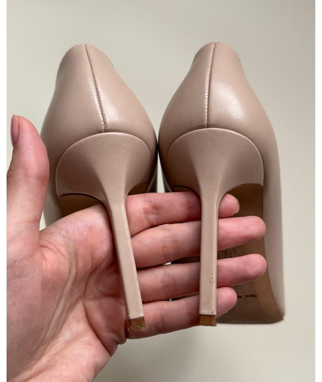 MANOLO BLAHNIK Бежевые кожаные туфли, фото 4