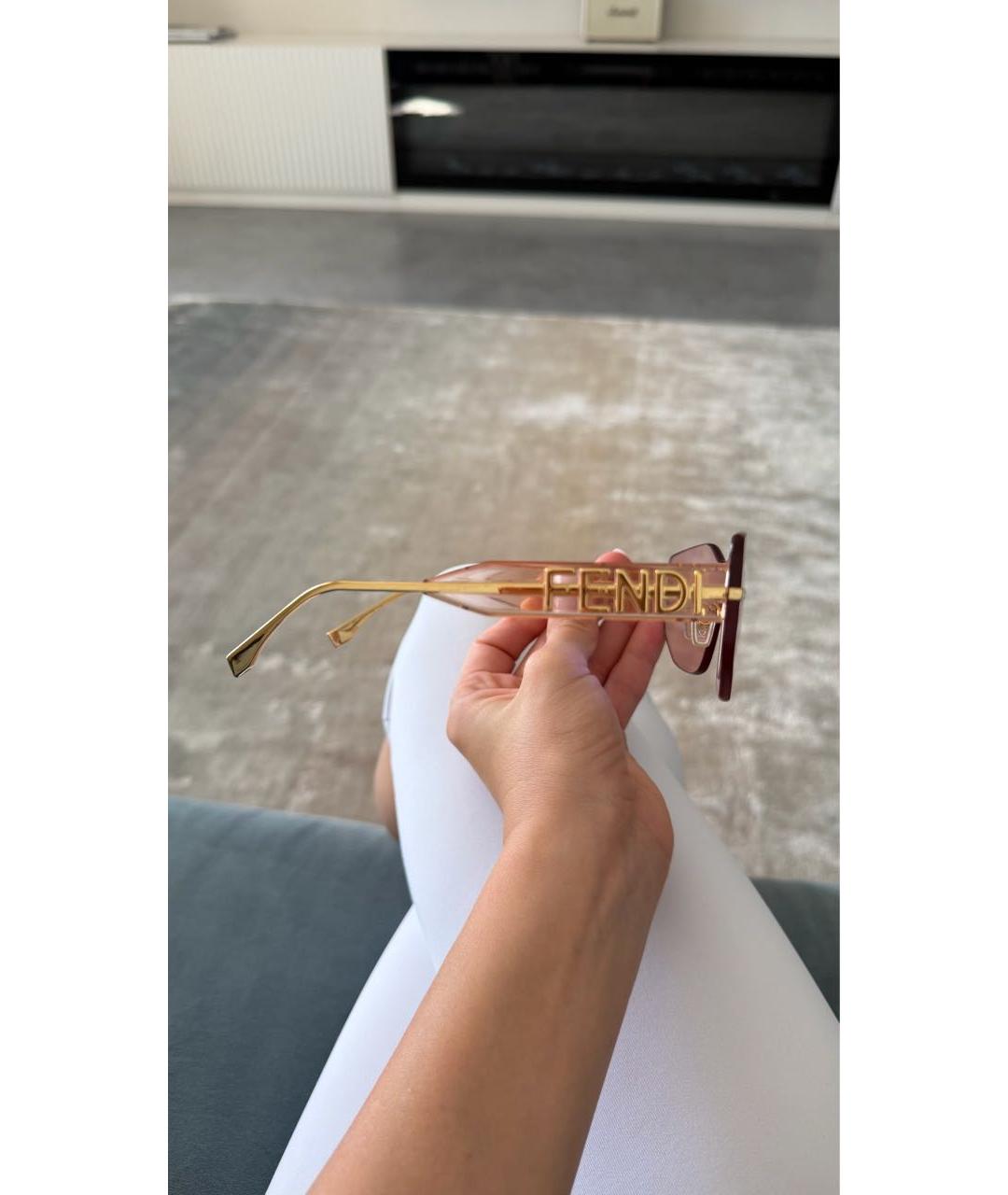FENDI Розовые металлические солнцезащитные очки, фото 2