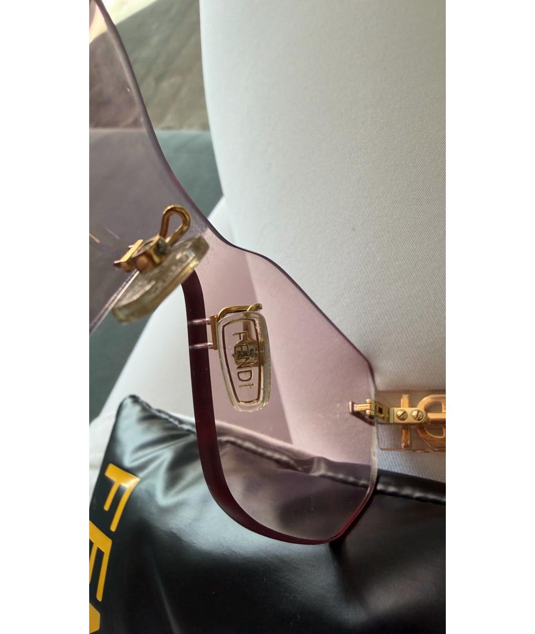 FENDI Розовые металлические солнцезащитные очки, фото 3