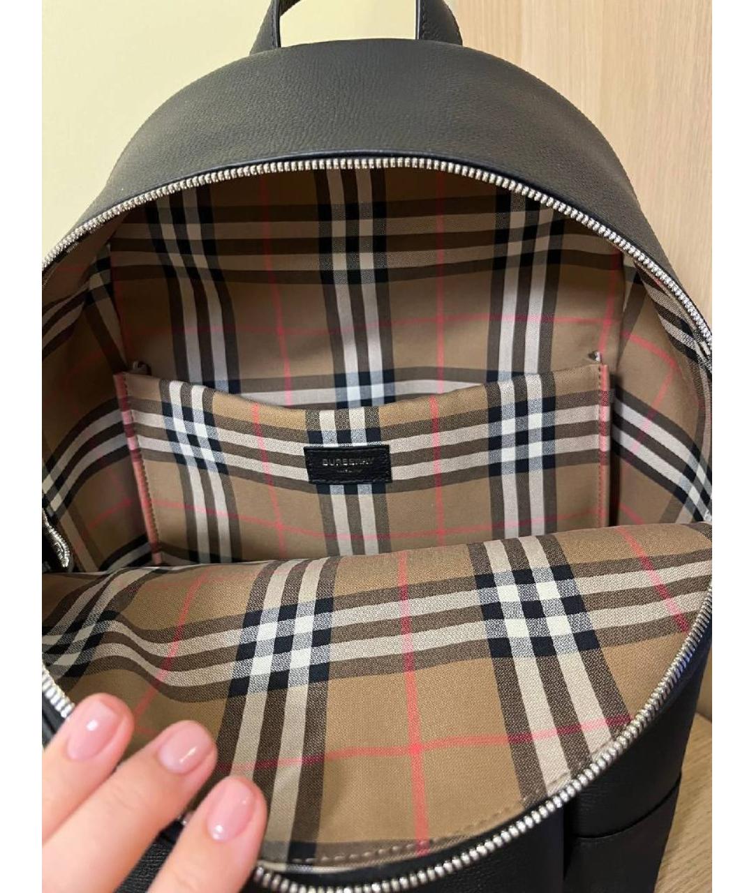 BURBERRY Черный кожаный рюкзак, фото 4