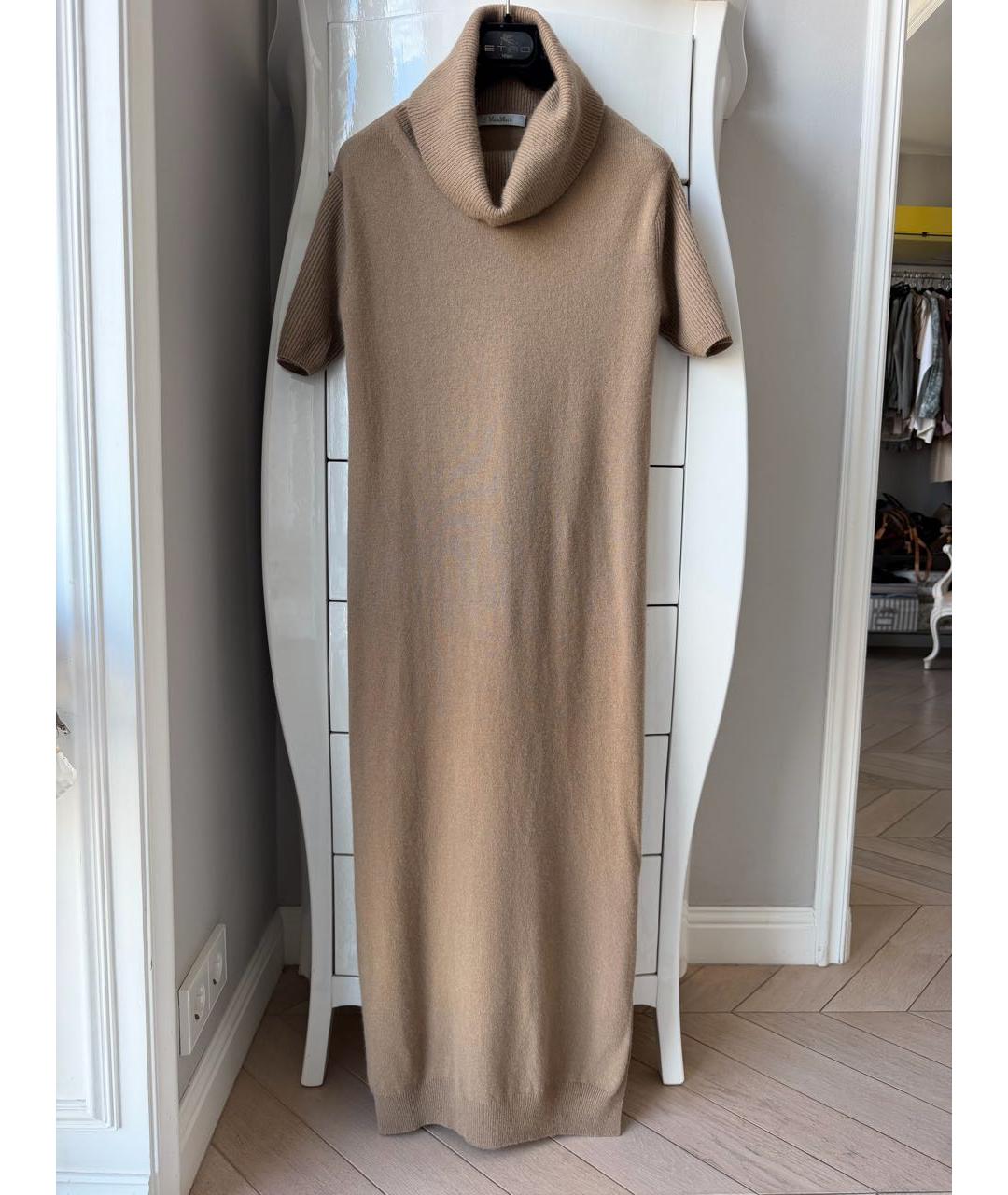 MAX MARA Бежевое кашемировое повседневное платье, фото 6