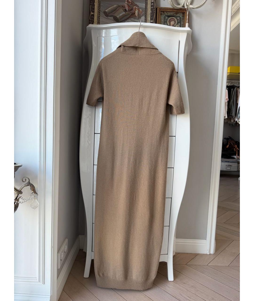 MAX MARA Бежевое кашемировое повседневное платье, фото 2