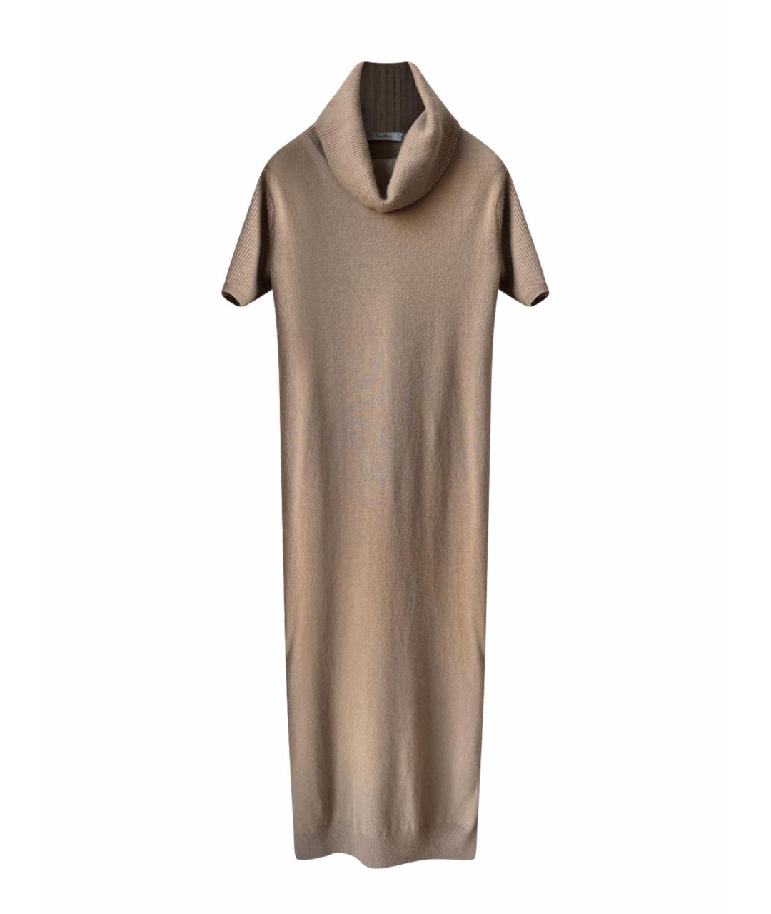 MAX MARA Бежевое кашемировое повседневное платье, фото 1