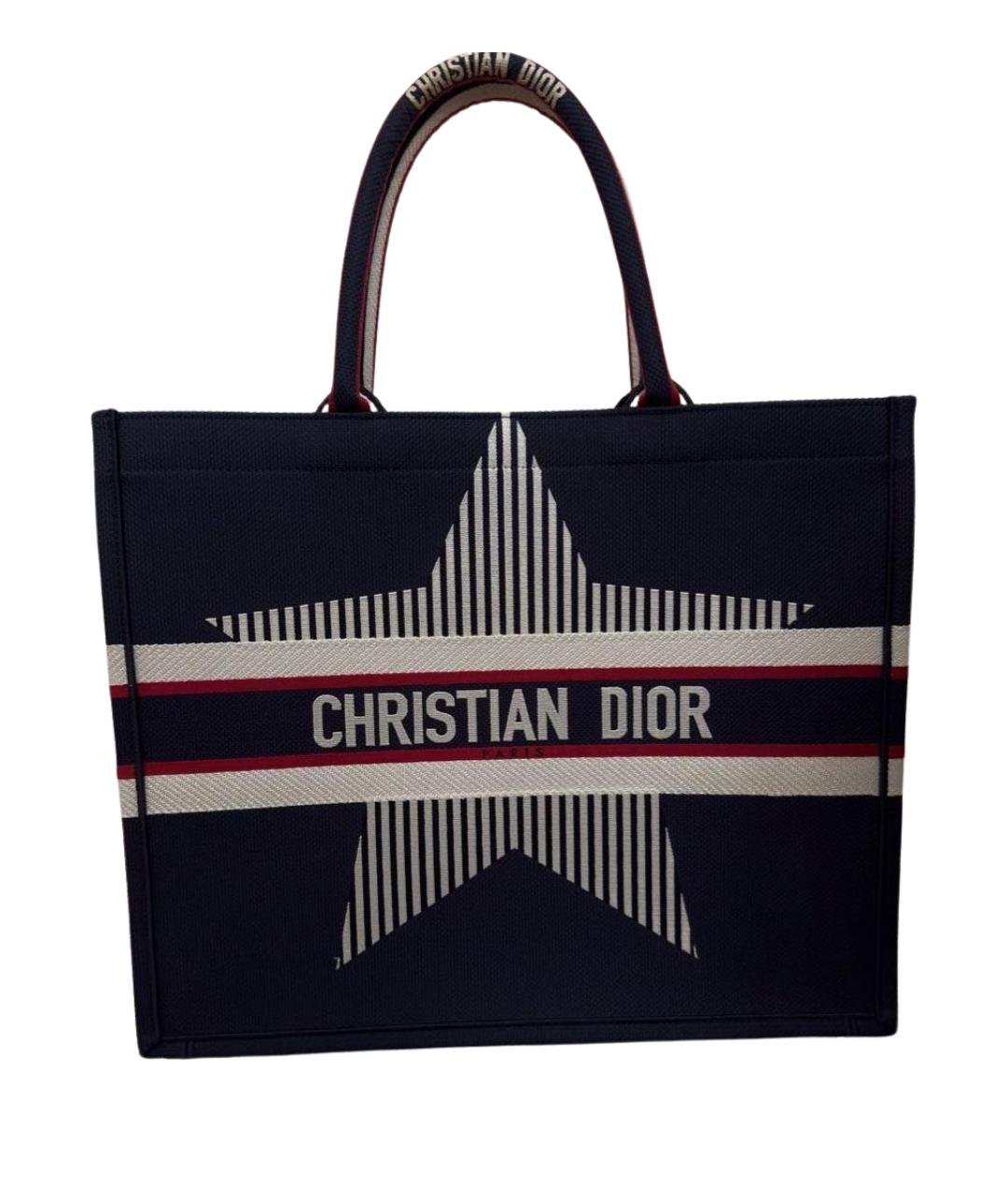 CHRISTIAN DIOR Темно-синяя тканевая сумка тоут, фото 1