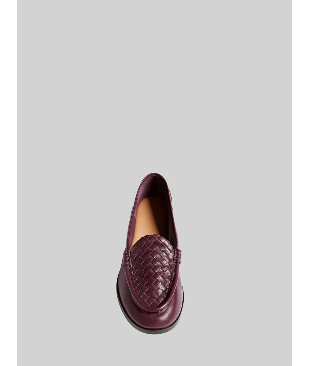 BOTTEGA VENETA Бордовые кожаные лоферы, фото 2