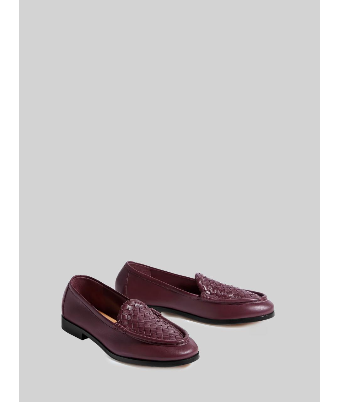 BOTTEGA VENETA Бордовые кожаные лоферы, фото 4