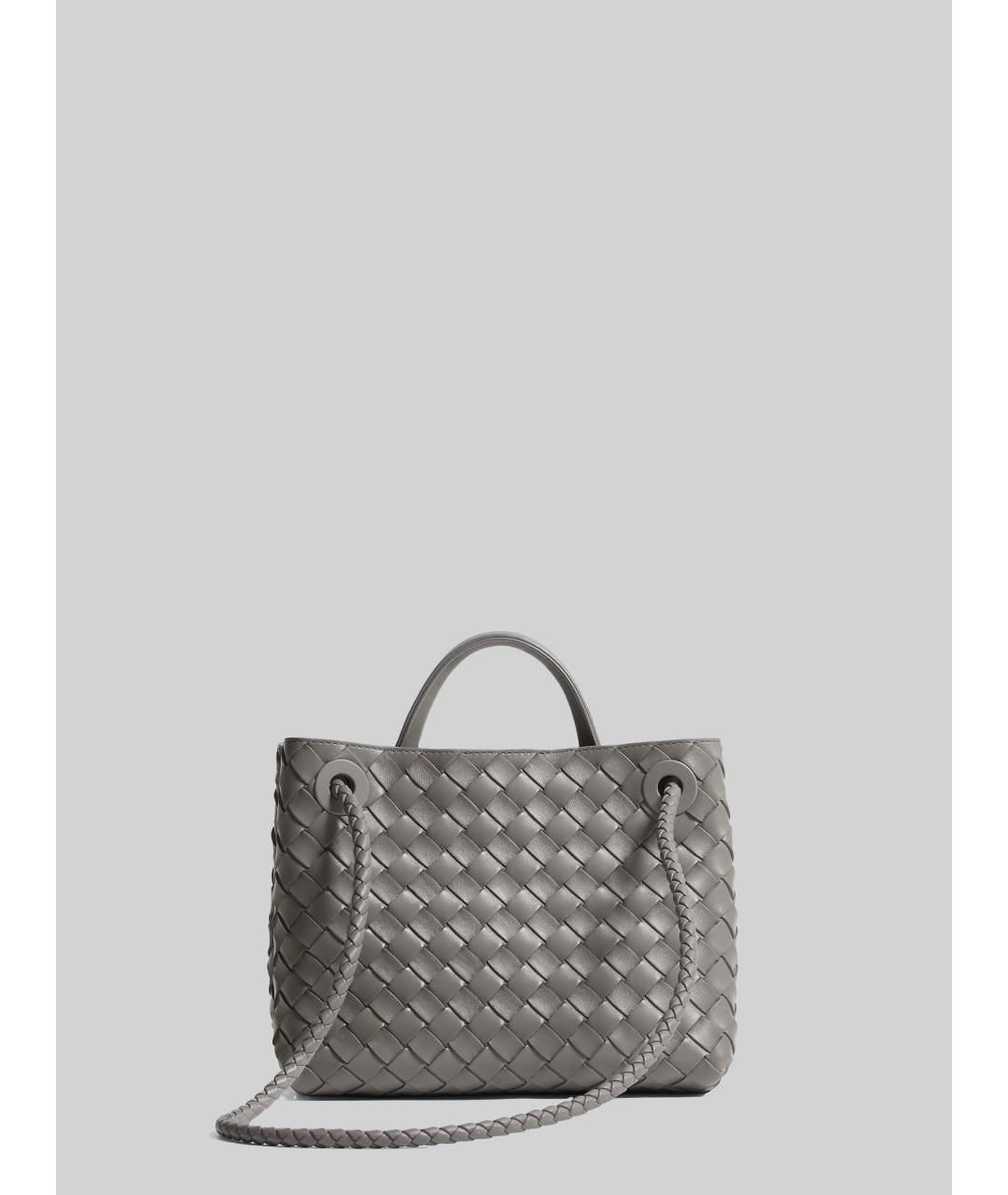 BOTTEGA VENETA Серая кожаная сумка тоут, фото 3