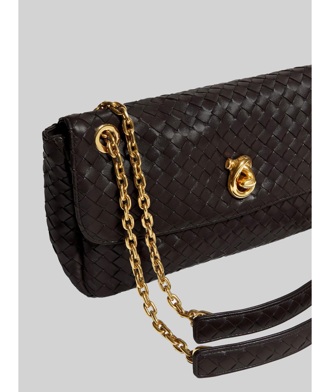 BOTTEGA VENETA Коричневая кожаная сумка через плечо, фото 4