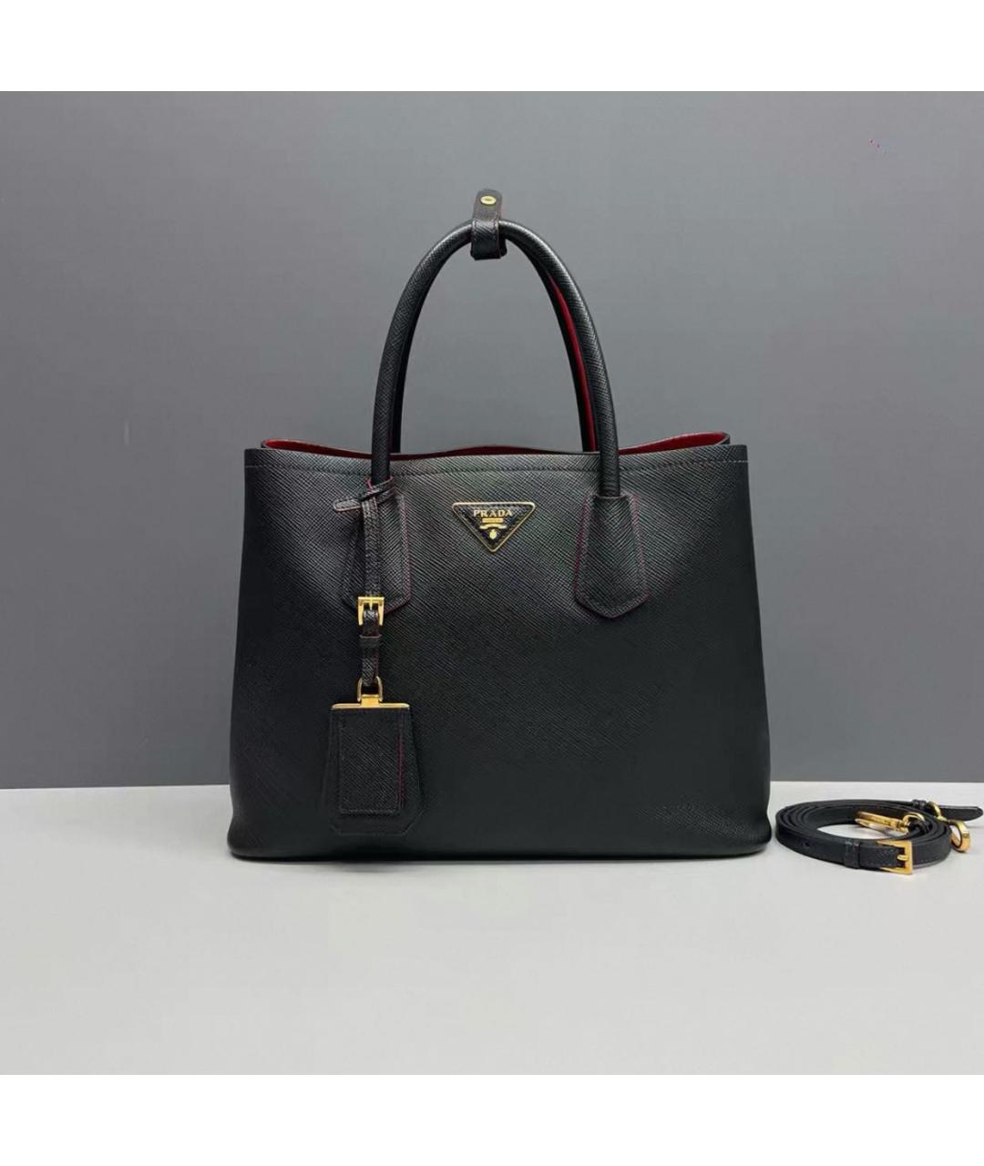 PRADA Черная кожаная сумка тоут, фото 2