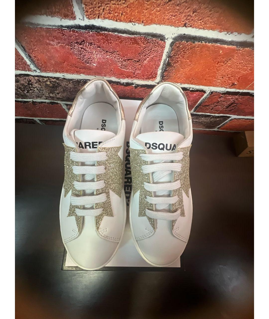 DSQUARED2 Белые кожаные кеды, фото 4