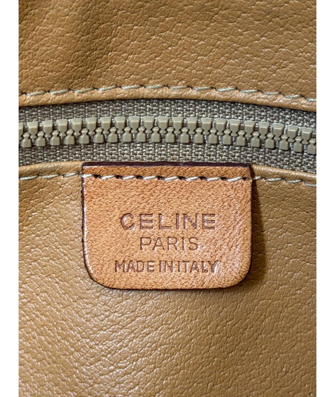 CELINE Коричневая сумка с короткими ручками из канвы, фото 5