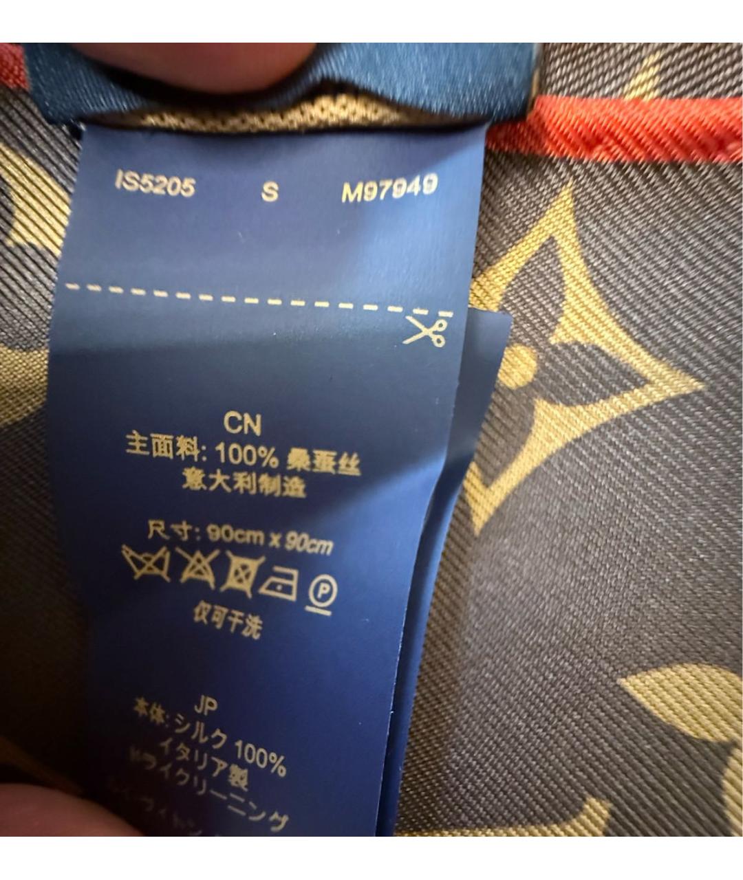 LOUIS VUITTON Коричневый шелковый платок, фото 5