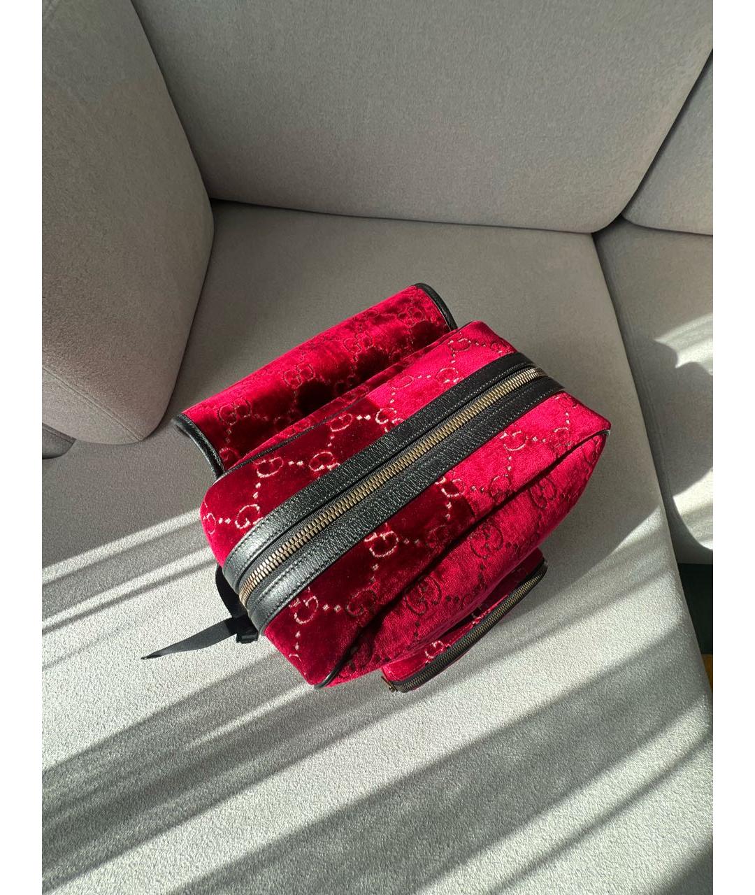 GUCCI Бордовый бархатный рюкзак, фото 5