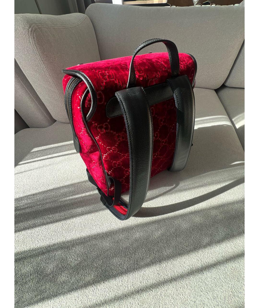 GUCCI Бордовый бархатный рюкзак, фото 7