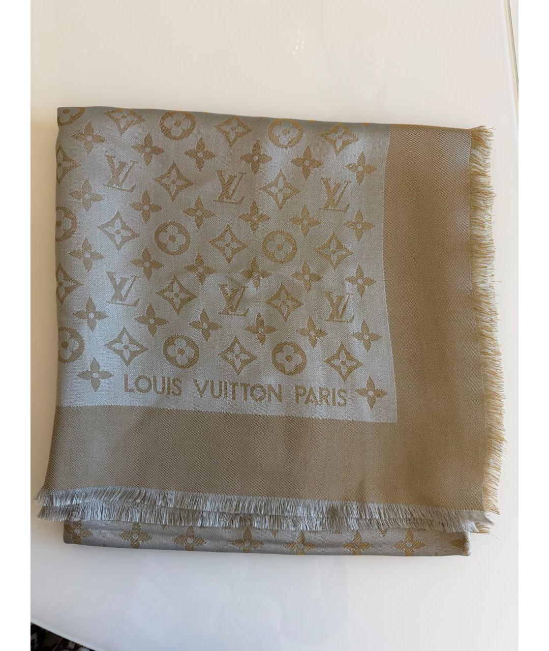 LOUIS VUITTON Серебряный шелковый платок, фото 8