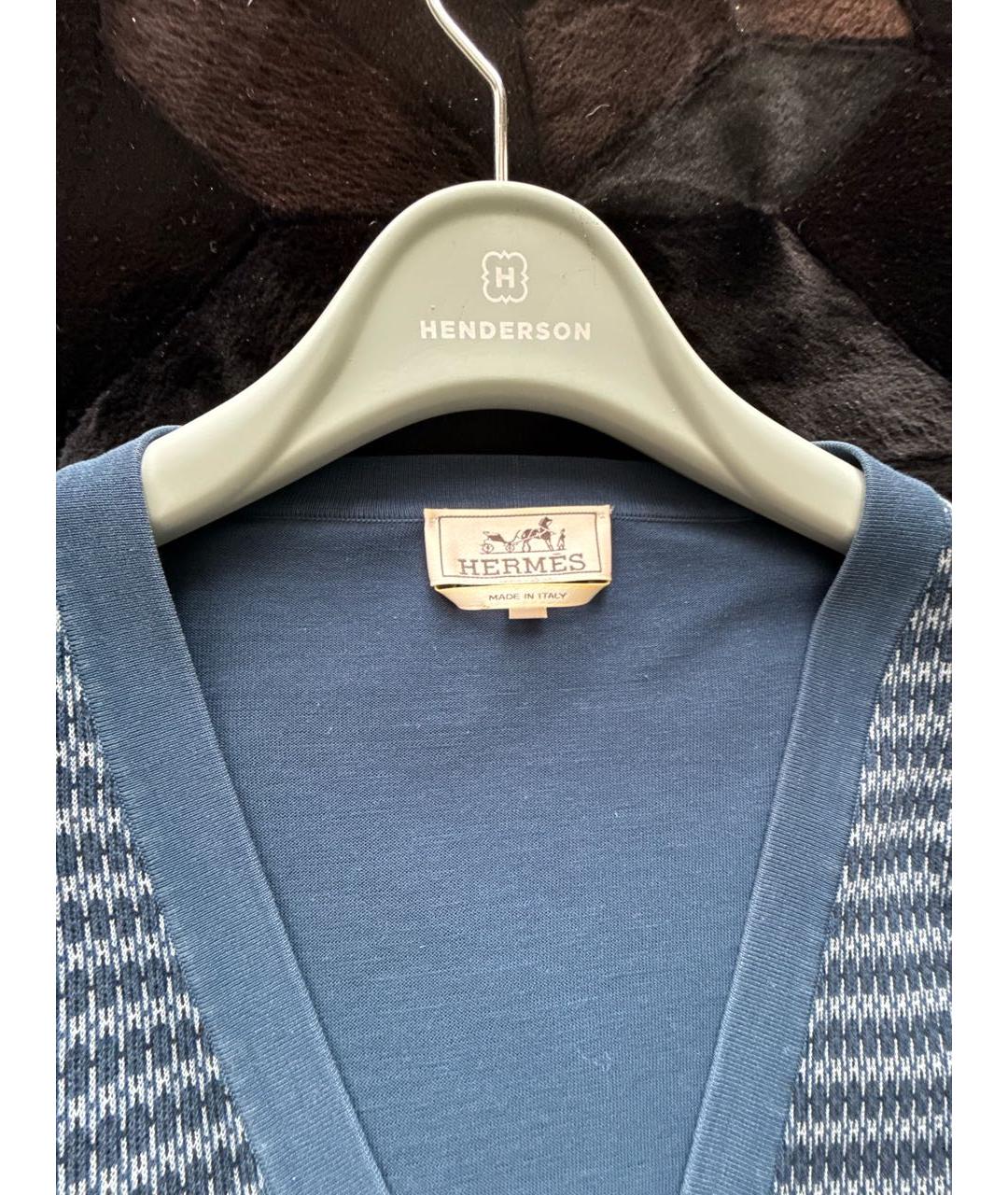 HERMES Темно-синий хлопковый кардиган, фото 3