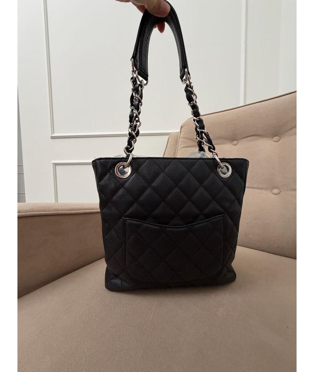 CHANEL Черная кожаная сумка тоут, фото 3