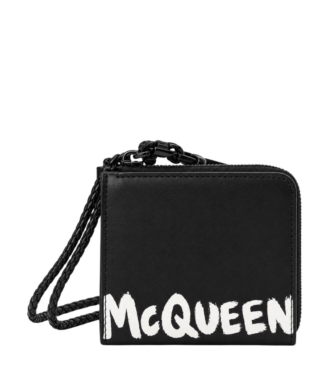 ALEXANDER MCQUEEN Черный кожаный кошелек, фото 1
