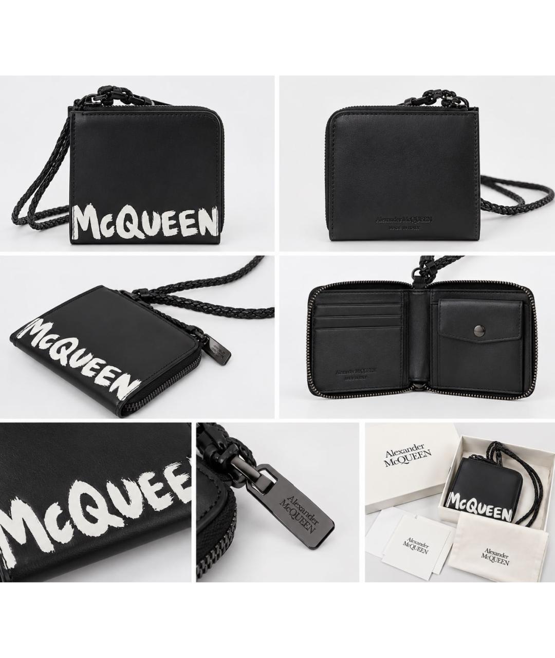 ALEXANDER MCQUEEN Черный кожаный кошелек, фото 7