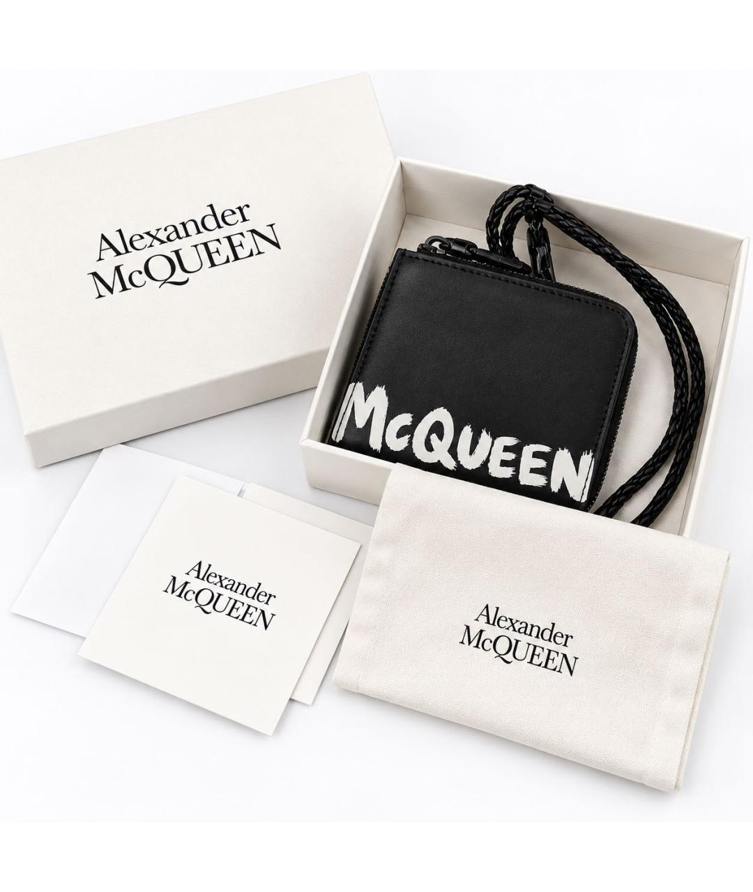 ALEXANDER MCQUEEN Черный кожаный кошелек, фото 6