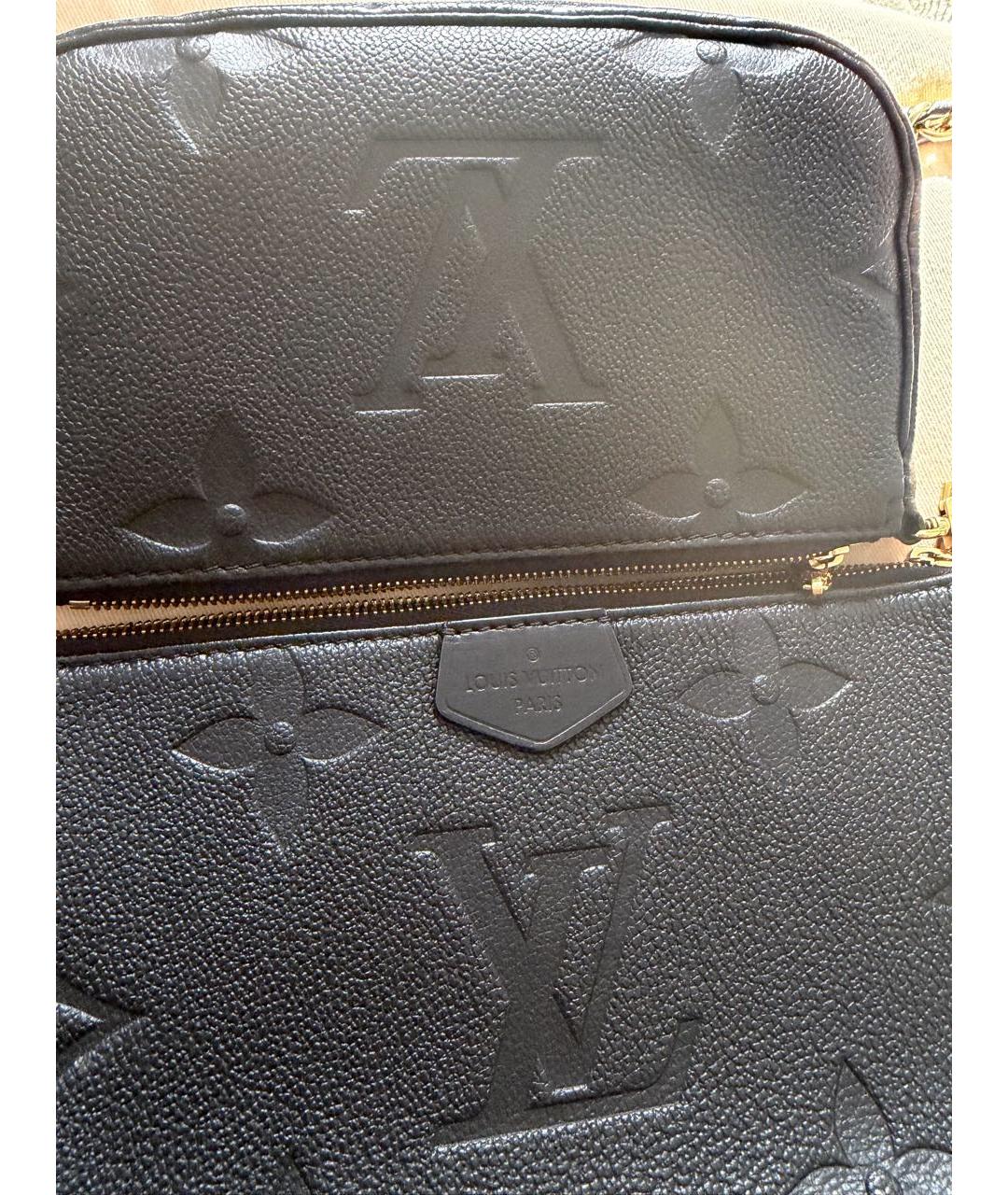 LOUIS VUITTON Черная кожаная сумка с короткими ручками, фото 3