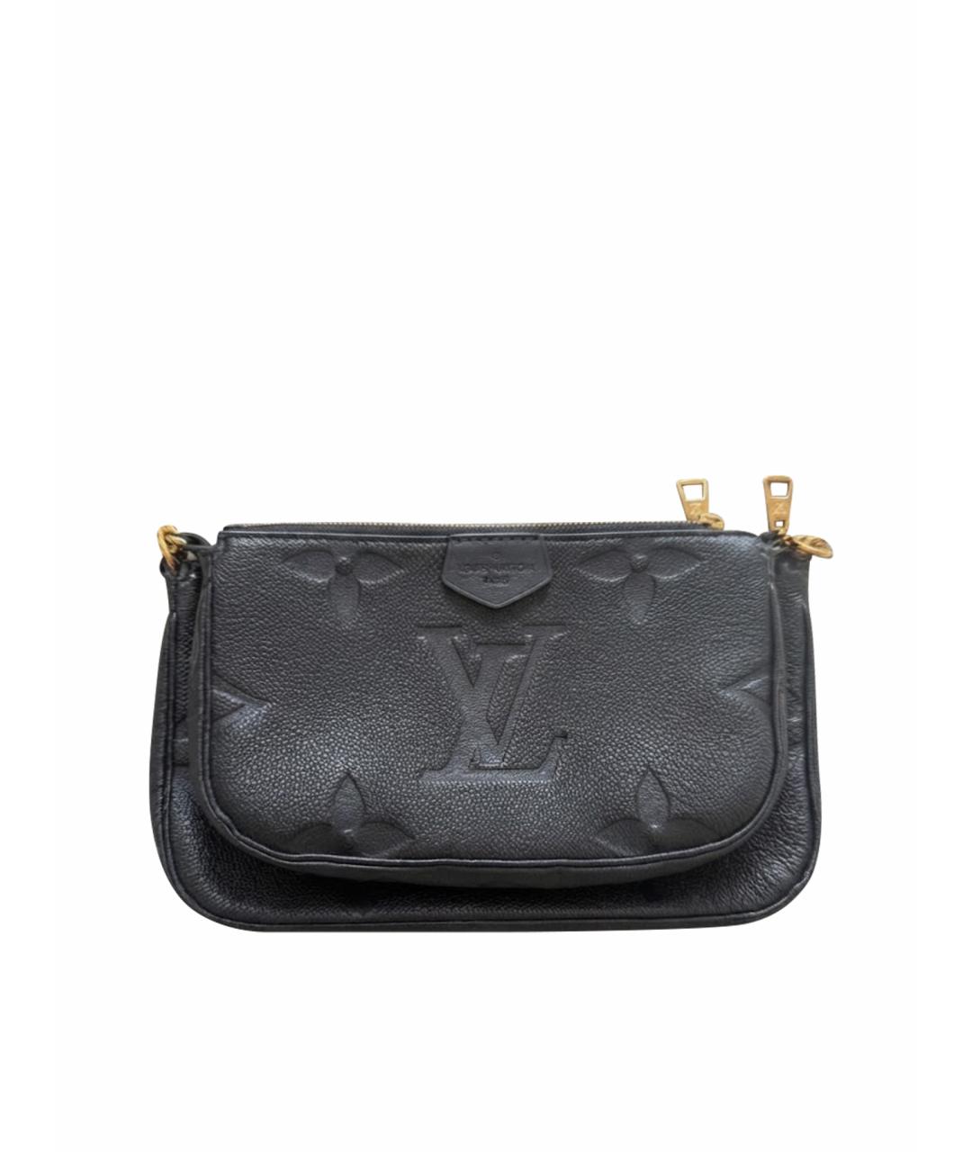 LOUIS VUITTON Черная кожаная сумка с короткими ручками, фото 1