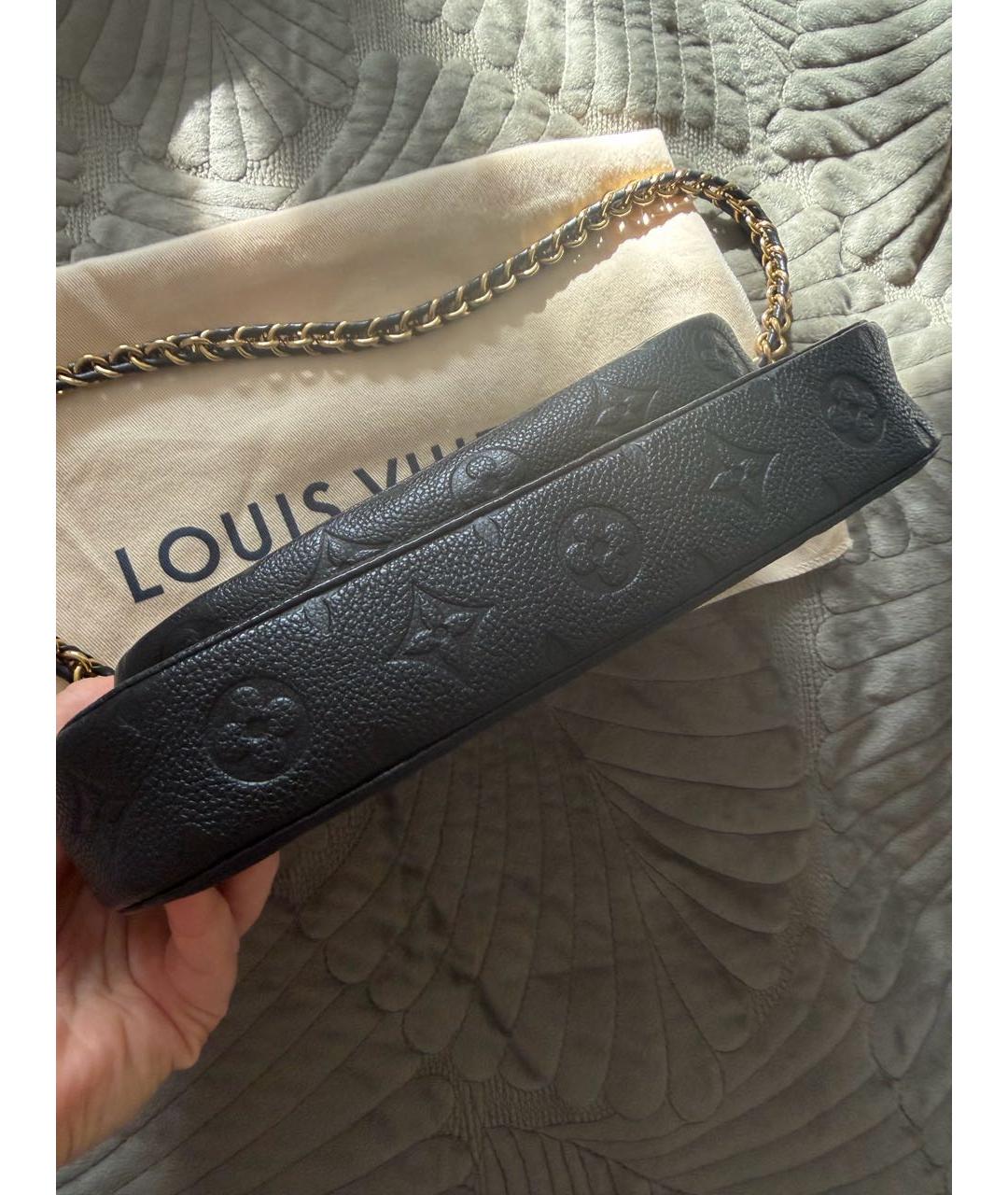 LOUIS VUITTON Черная кожаная сумка с короткими ручками, фото 2