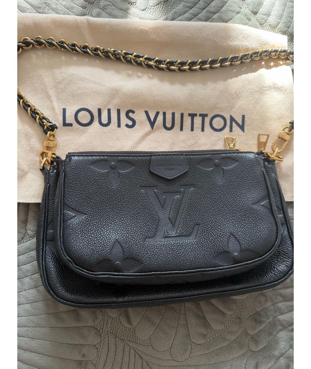 LOUIS VUITTON Черная кожаная сумка с короткими ручками, фото 6