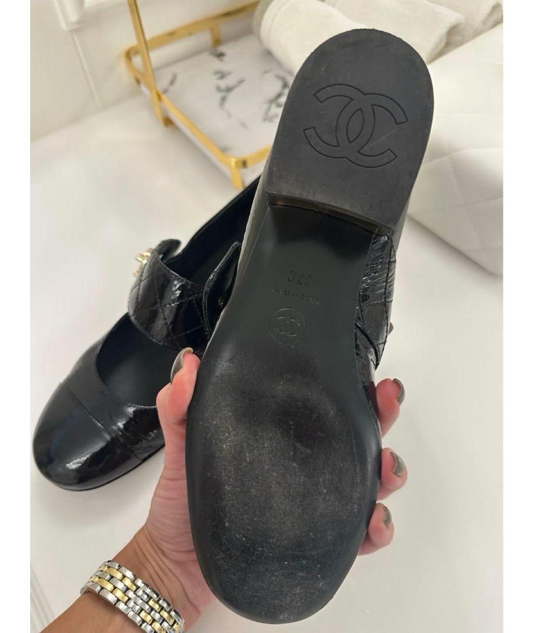 CHANEL Черные туфли из лакированной кожи, фото 4