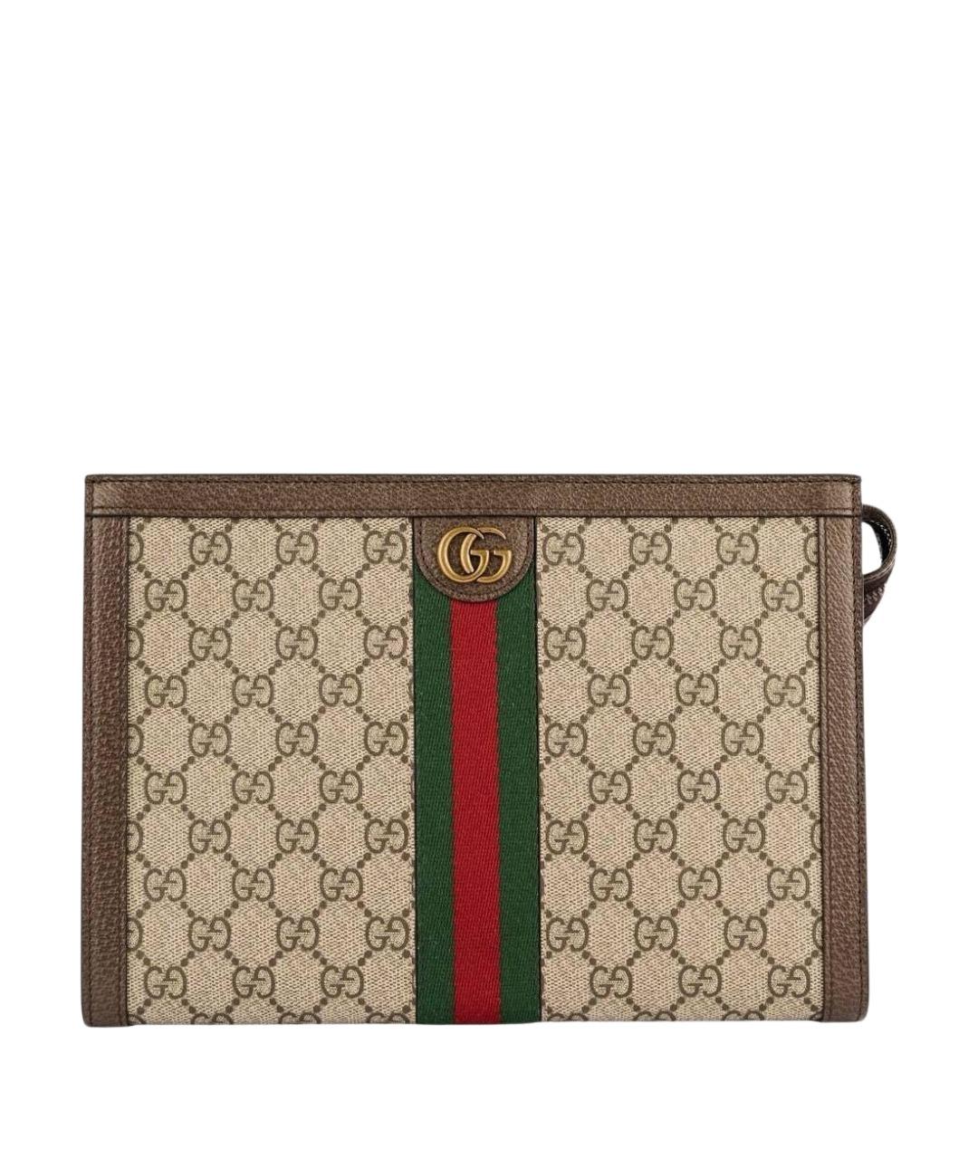 GUCCI Коричневая папка для документов из канвы, фото 1