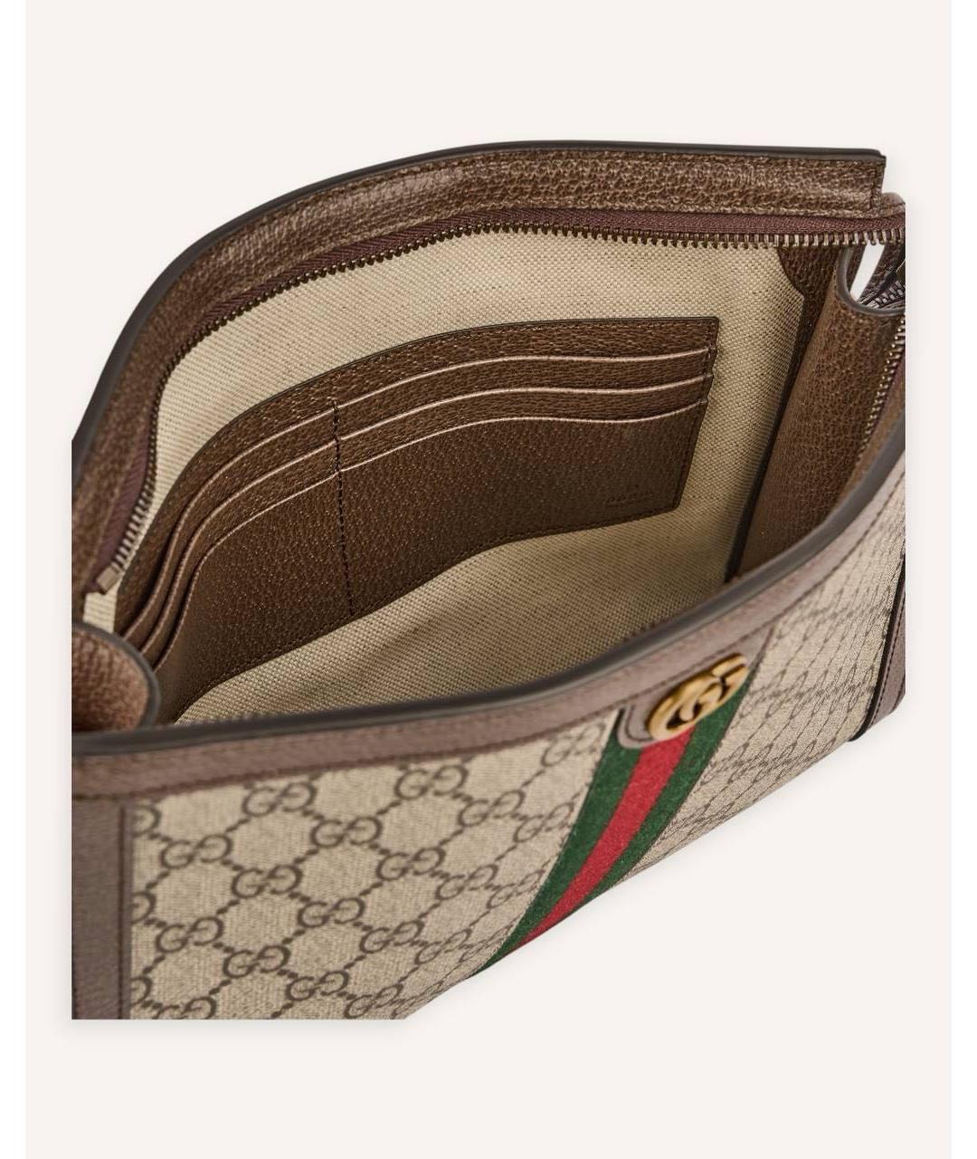 GUCCI Коричневая папка для документов из канвы, фото 4