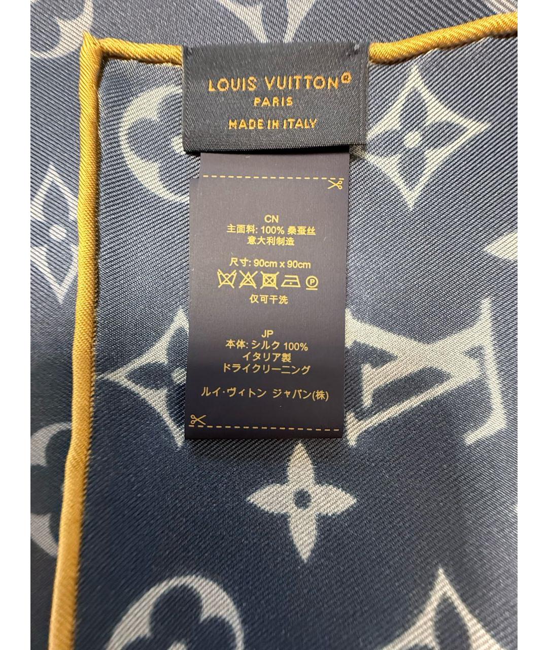 LOUIS VUITTON Синий шелковый платок, фото 5
