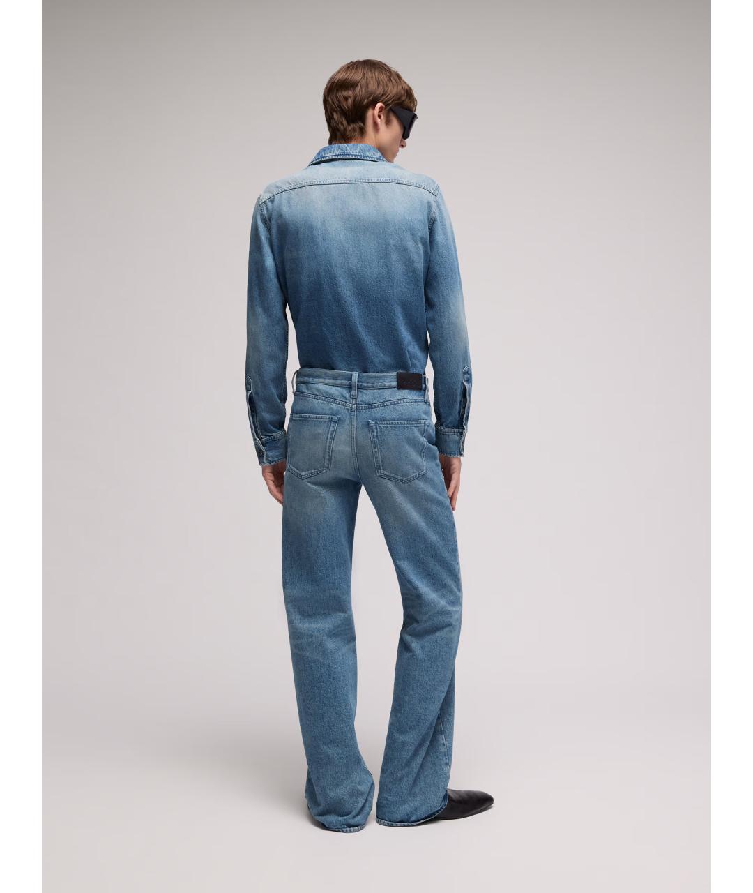 GUCCI Голубые хлопковые прямые джинсы, фото 4