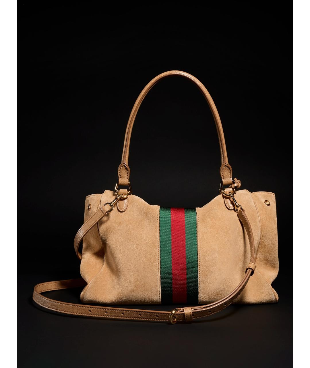 GUCCI Коричневая замшевая сумка тоут, фото 7