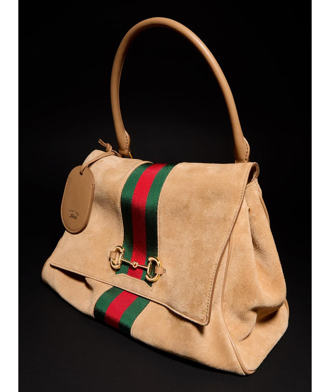 GUCCI Коричневая замшевая сумка тоут, фото 5