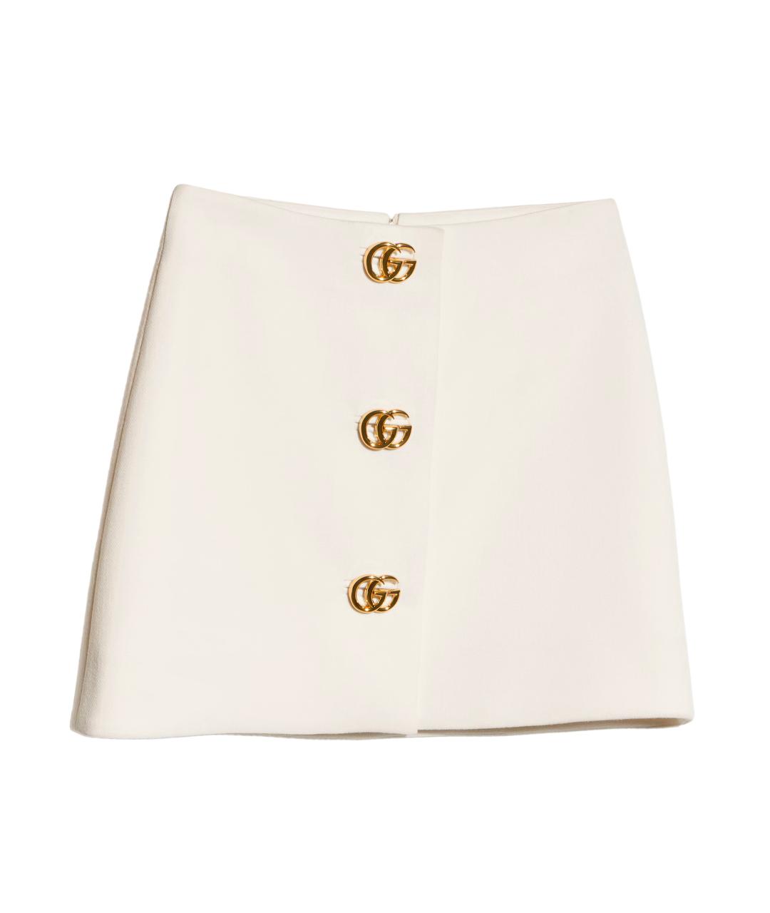 GUCCI Белая шерстяная юбка мини, фото 1