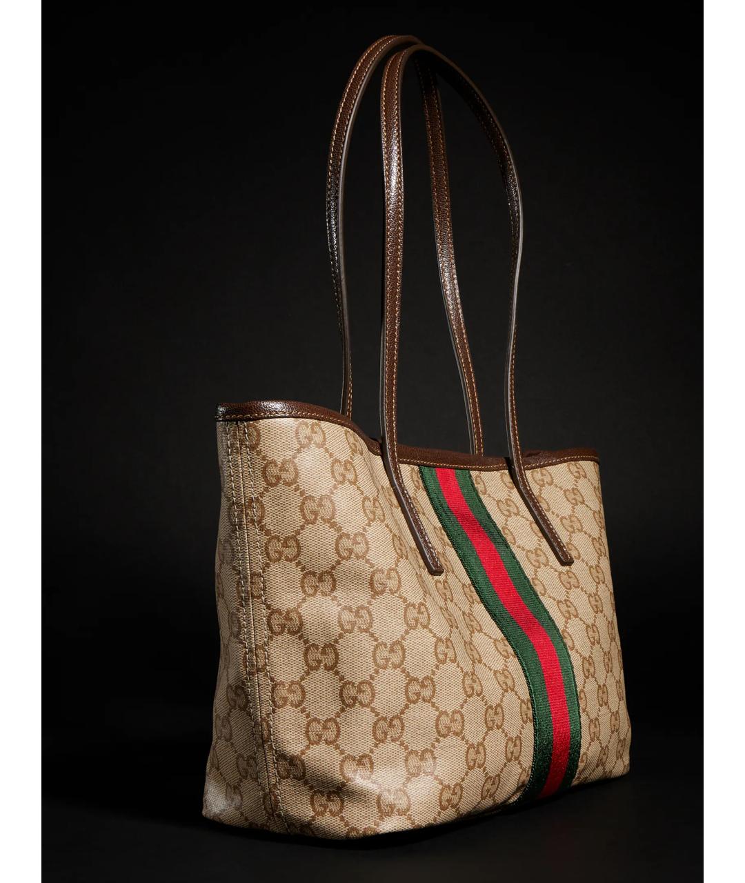 GUCCI Бежевая сумка тоут из канвы, фото 4