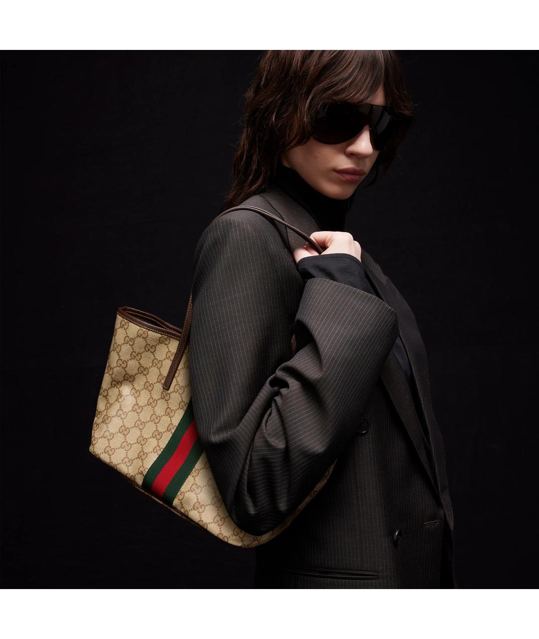 GUCCI Бежевая сумка тоут из канвы, фото 2