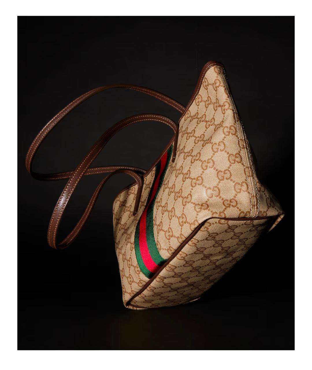 GUCCI Бежевая сумка тоут из канвы, фото 8