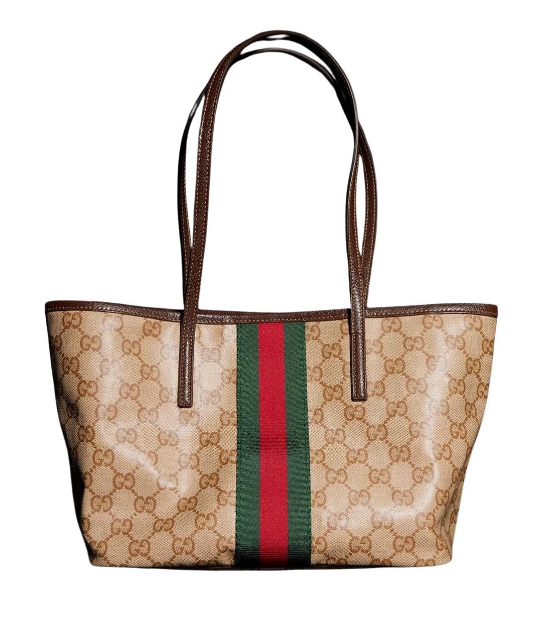 GUCCI Бежевая сумка тоут из канвы, фото 1