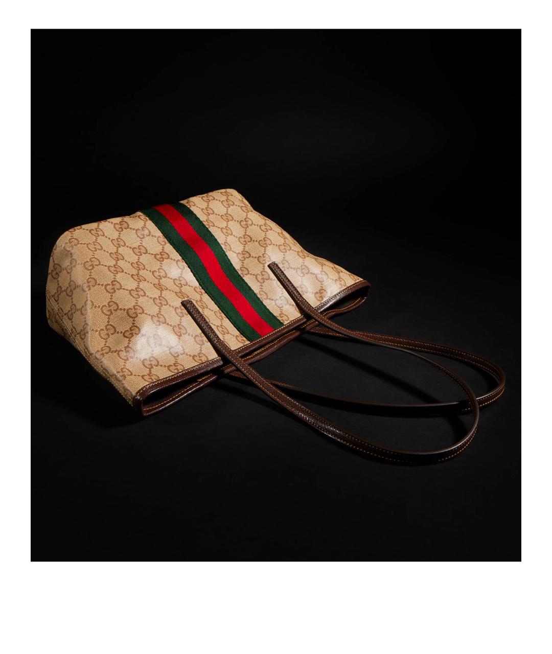 GUCCI Бежевая сумка тоут из канвы, фото 9